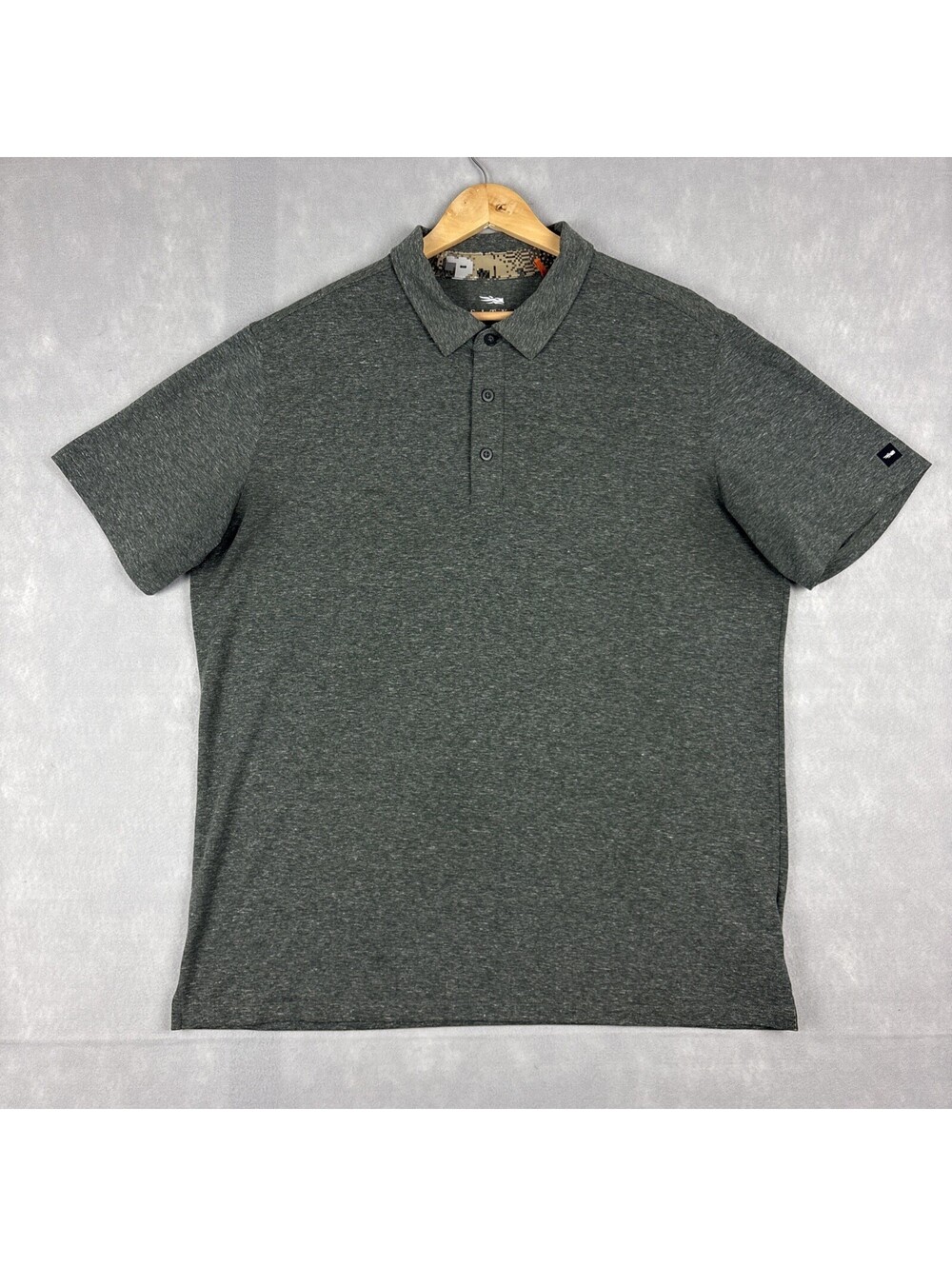 Sitka Gear Essential Short Sleeve Polo Shirt Mens XL UPF 50+ Heather Green‎ Hemp